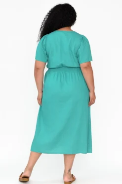 Linen Dresses<Betty Basics Whitney Teal Linen Blend Dress