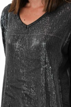 Cotton Tops<La Strada Willard Black Cotton Sequin Top