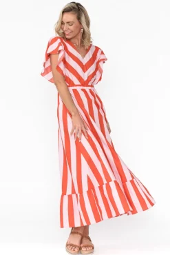 Cotton Dresses<Label Of Love Winslow Pink Stripe Cotton Belted Dress