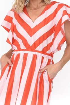 Cotton Dresses<Label Of Love Winslow Pink Stripe Cotton Belted Dress