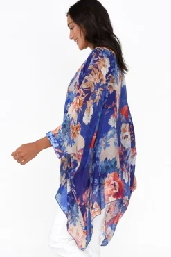 Tunic Tops<AE Luxe Wisteria Cobalt Floral Silk Layer Top
