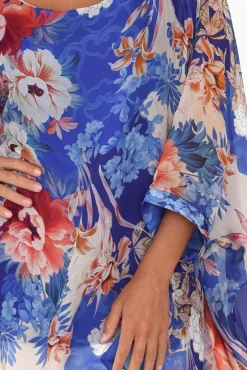 Tunic Tops<AE Luxe Wisteria Cobalt Floral Silk Layer Top