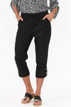 Pants<Willow Tree Wright Black Linen Blend Stretch Pant