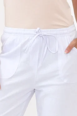 Pants<Willow Tree Wright White Linen Blend Stretch Pant