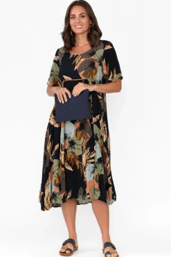 Midi Dresses<Willow Tree Yazi Navy Abstract Pocket Midi Dress