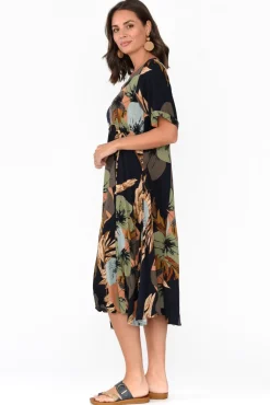 Midi Dresses<Willow Tree Yazi Navy Abstract Pocket Midi Dress