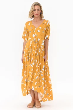 Maxi Dresses<PQ Yellow Abstract Peak Maxi Dress