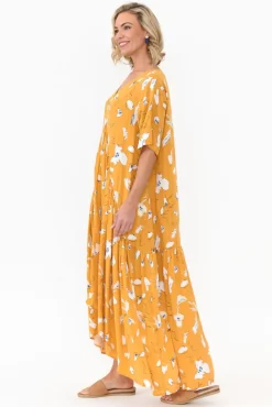 Maxi Dresses<PQ Yellow Abstract Peak Maxi Dress