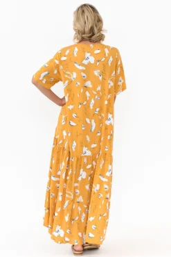 Maxi Dresses<PQ Yellow Abstract Peak Maxi Dress