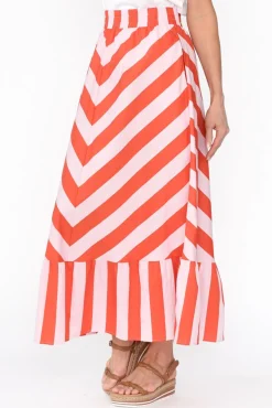 Skirts<Label Of Love Yordan Pink Stripe Cotton Frill Skirt