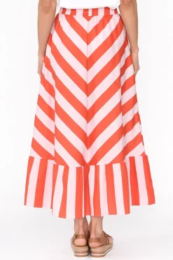 Skirts<Label Of Love Yordan Pink Stripe Cotton Frill Skirt