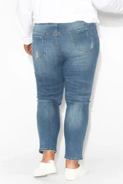 Jeans<Threadz Zadie Distressed Blue Stretch Jean