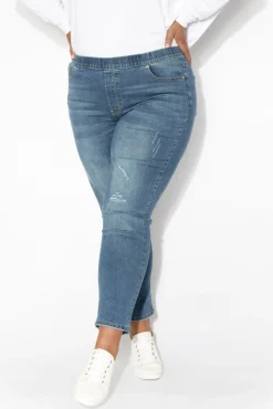 Jeans<Threadz Zadie Distressed Blue Stretch Jean