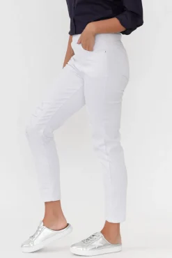 Jeans<Threadz Zadie Distressed White Stretch Jean