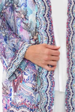 Jackets<Fashion Spectrum Zahara Blue Silk Short Kimono