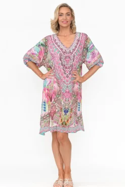 Above Knee Dresses<Fashion Spectrum Zahara Pink Silk Dress