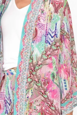 Jackets<Fashion Spectrum Zahara Pink Silk Short Kimono