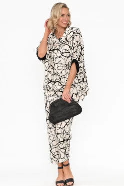 Sleeved Tops<Tirelli Zanna Cream Abstract Cowl Neck Top