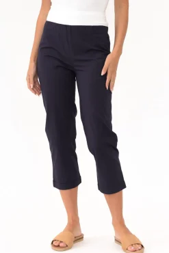 Pants<Orientique Zara Navy Cotton Cropped Stretch Pant