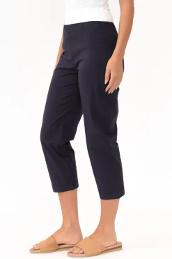 Pants<Orientique Zara Navy Cotton Cropped Stretch Pant