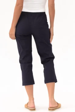 Pants<Orientique Zara Navy Cotton Cropped Stretch Pant