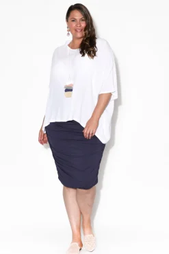 Skirts<Bamboo Villa Zeehan Navy Bamboo Ruched Skirt