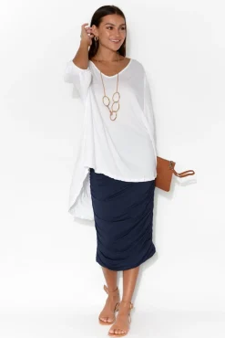 Skirts<Bamboo Villa Zeehan Navy Bamboo Ruched Skirt