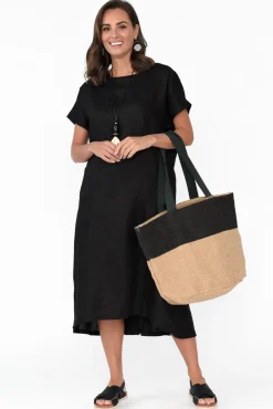 Midi Dresses<Tirelli Zeffie Black Linen Pocket Dress