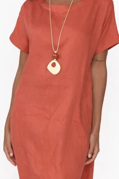 Linen Dresses<Tirelli Zeffie Rust Linen Pocket Dress