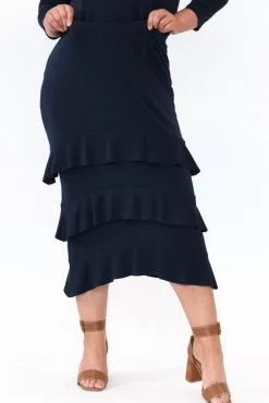 Skirts<Illium Zella Navy Tiered Frill Skirt