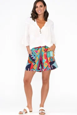 Shorts<Orientique Zio Blue Abstract Organic Cotton Shorts