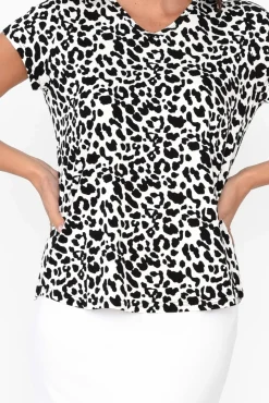 Sleeved Tops<Bamboo Whispers Zoella Black Leopard Bamboo Tee