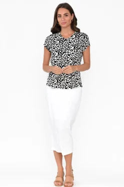 Sleeved Tops<Bamboo Whispers Zoella Black Leopard Bamboo Tee