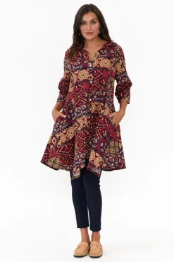 Cotton Tops<Hourglass Zora Pink Diamond Cotton Linen Tunic