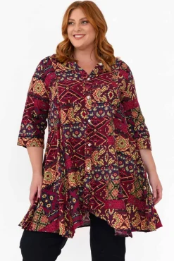 Cotton Tops<Hourglass Zora Pink Diamond Cotton Linen Tunic