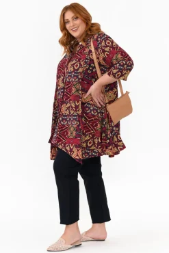 Cotton Tops<Hourglass Zora Pink Diamond Cotton Linen Tunic