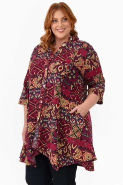 Cotton Tops<Hourglass Zora Pink Diamond Cotton Linen Tunic