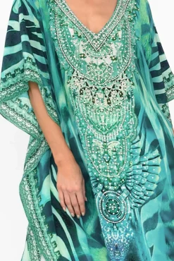 Tunic Tops<Fashion Spectrum Zulu Aqua Silk Kaftan