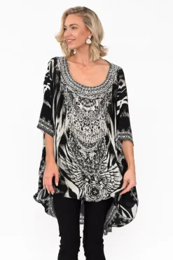 Sleeved Tops<Fashion Spectrum Zulu Black Silk Drape Top