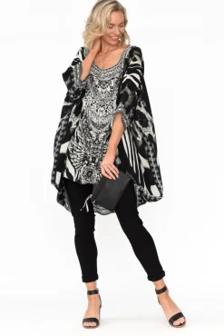 Sleeved Tops<Fashion Spectrum Zulu Black Silk Drape Top