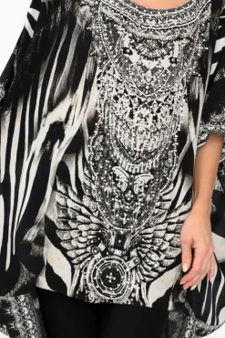 Sleeved Tops<Fashion Spectrum Zulu Black Silk Drape Top