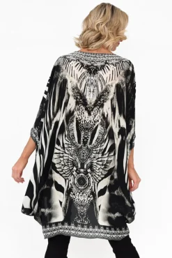 Sleeved Tops<Fashion Spectrum Zulu Black Silk Drape Top