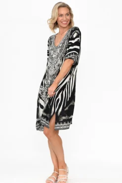 Above Knee Dresses<Fashion Spectrum Zulu Black Silk Dress