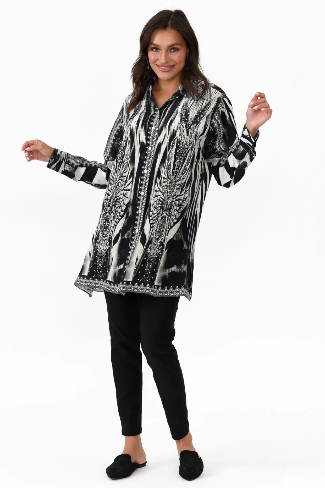 Shirts<Fashion Spectrum Zulu Black Silk Resort Shirt