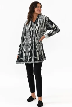 Shirts<Fashion Spectrum Zulu Black Silk Resort Shirt
